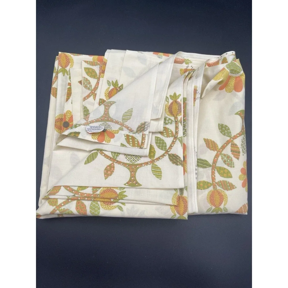 Vintage Fieldcrest Perfection Full Flat‎ Sheet Floral Percale USA 81x104